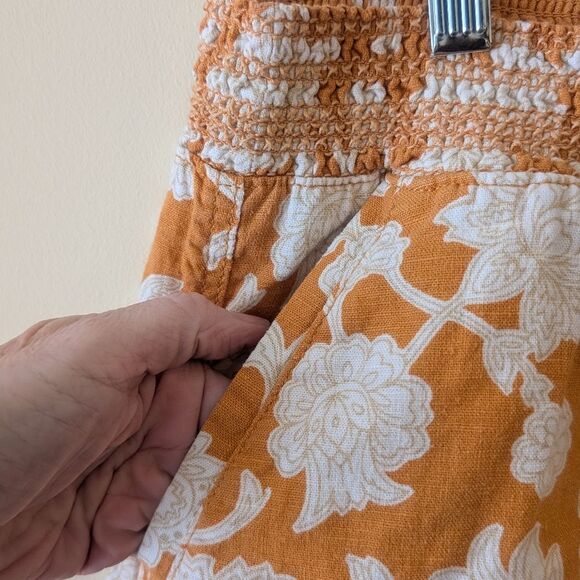 Briggs Ladies' Linen Blend Short Spring Floral Orange Size XL - Picture 6 of 8